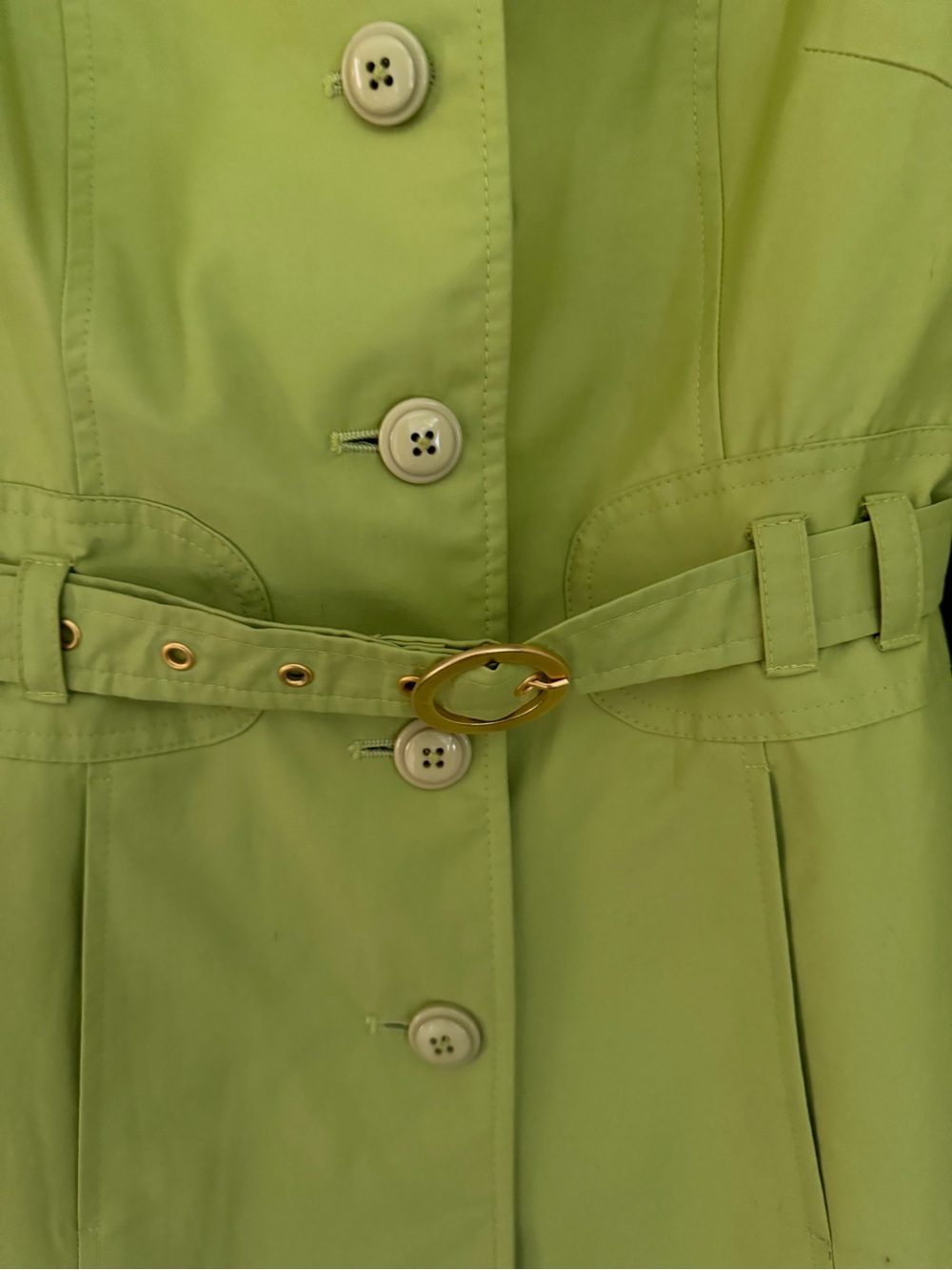 LOFT Lime Green Belted Trench Coat
